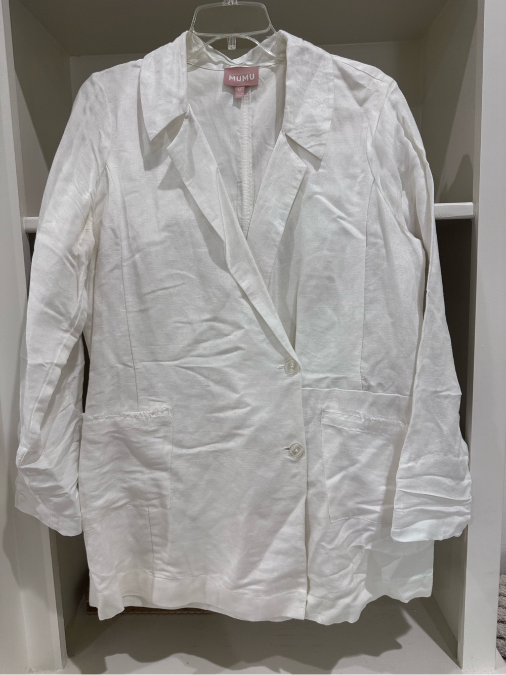 Show Me Your MuMu White Linen-Blend Blazer Romper Sz Medium